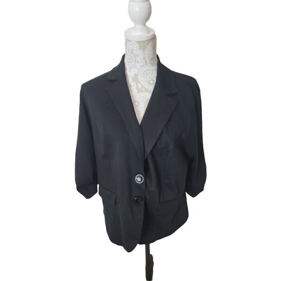 Torrid Blazer Black 3/4 Ruched Sleeves Single Breasted 2 Button Women's 2X - Picture 1 of 8
